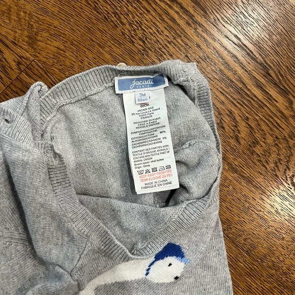 Jacadi Paris One Piece Infant Blue Polar Bear Sweater Romper Size 3 Months - Picture 3 of 3